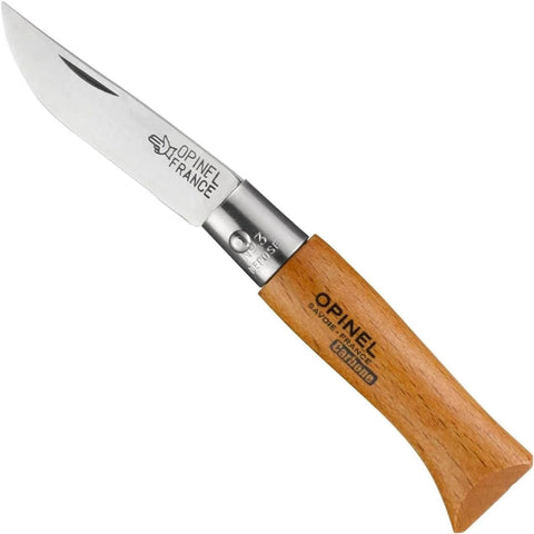 Opinel No. 03 Carbone - Carbon Steel Folding Pocket Knife, Beechwood Handle