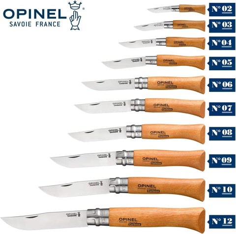 Opinel No. 03 Carbone - Carbon Steel Folding Pocket Knife, Beechwood Handle