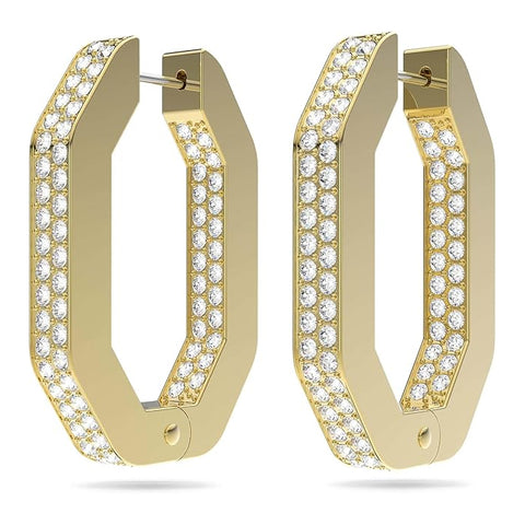 Swarovski Dextera Hoop Earrings with White Swarovski Crystals in Pavé on Rose Gold-Tone Plated Setting