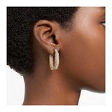 Swarovski Dextera Hoop Earrings with White Swarovski Crystals in Pavé on Rose Gold-Tone Plated Setting