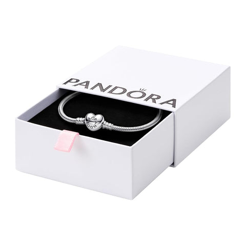 PANDORA Moments Heart Clasp Snake Chain Bracelet - Compatible Moments Charms