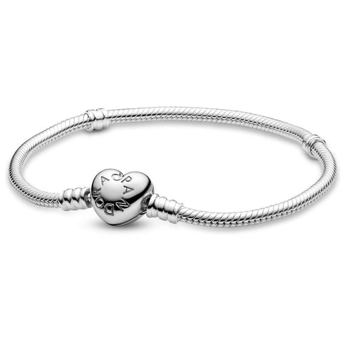 PANDORA Moments Heart Clasp Snake Chain Bracelet - Compatible Moments Charms