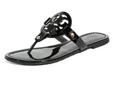 Tory Burch Women Miller Patent Thong Sandal  Black  7.5 Medium US