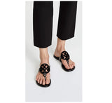 Tory Burch Women Miller Patent Thong Sandal  Black  7.5 Medium US