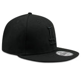 New Era 11591047 9Fifty Hat, Los Angeles Dodgers, Basic Black/Black Snapback Adjustable Cap