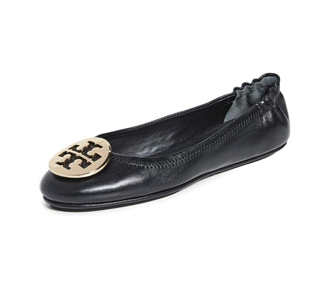 Tory Burch Women's Minnie Travel Ballet Flats, Perfect Black/Gold, 10 Medium US