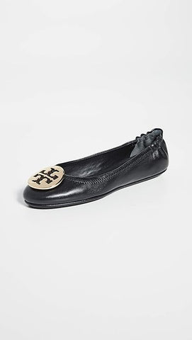 Tory Burch Women's Minnie Travel Ballet Flats, Perfect Black/Gold, 9 Medium US