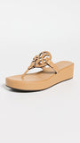 Tory Burch Women's Miller Wedge Sandals 25mm, Ginger Shortbread, Tan, 9 Medium US