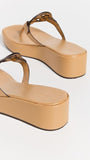 Tory Burch Women's Miller Wedge Sandals 25mm, Ginger Shortbread, Tan, 9 Medium US