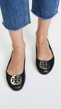 Tory Burch Women's Minnie Travel Ballet Flats, Perfect Black/Gold, 9 Medium US