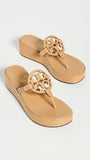 Tory Burch Women's Miller Wedge Sandals 25mm, Ginger Shortbread, Tan, 9 Medium US