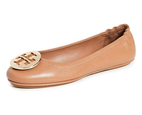 Tory Burch Women's Minnie Travel Ballet Flats, Royal Tan/Gold, 9.5 Medium US