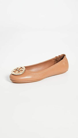 Tory Burch Women's Minnie Travel Ballet Flats, Royal Tan/Gold, 9.5 Medium US