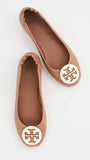 Tory Burch Women's Minnie Travel Ballet Flats, Royal Tan/Gold, 9.5 Medium US