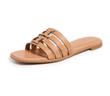 Tory Burch Women's INES Cage Slides, Camello/Camello, Tan, 11 Medium US
