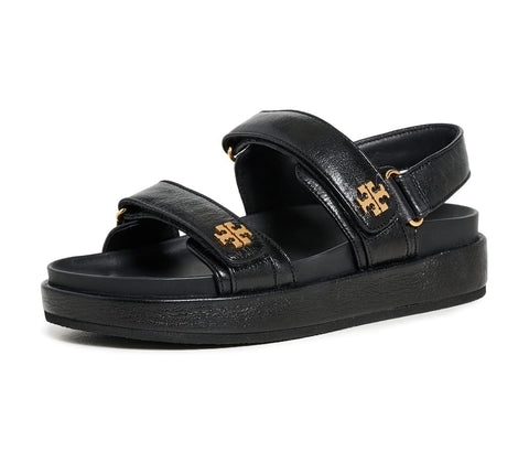 Tory Burch Women's Kira Two Band Sport Sandals, Perfect Black, 7 Medium US