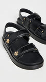 Tory Burch Women's Kira Two Band Sport Sandals, Perfect Black, 11 Medium US