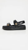 Tory Burch Women's Kira Two Band Sport Sandals, Perfect Black, 7 Medium US
