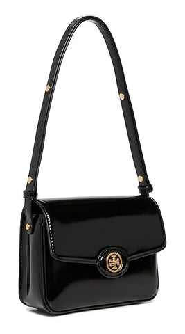 Tory Burch Women's Robinson Spazzolato Convertible Shoulder Bag, Black, One Size