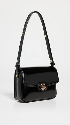 Tory Burch Women's Robinson Spazzolato Convertible Shoulder Bag, Black, One Size