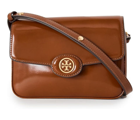 Tory Burch Women's Robinson Spazzolato Convertible Shoulder Bag, Dark Sienna, Brown, One Size