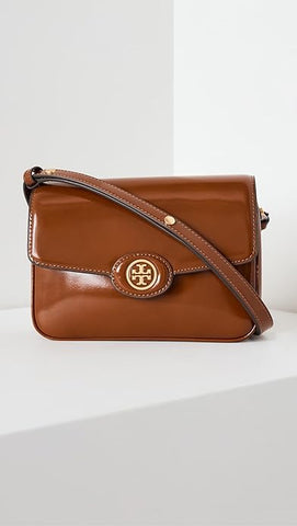 Tory Burch Women's Robinson Spazzolato Convertible Shoulder Bag, Dark Sienna, Brown, One Size