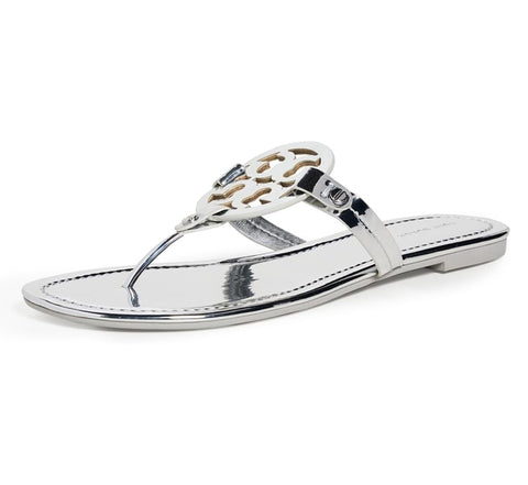 Tory Burch Women Miller Sandals  Argento  Silver  Metallic  10.5 Medium US