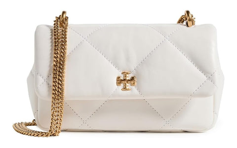 Tory Burch Women's Kira Diamond Quilt Mini Flap Bag, Blanc, White, Off White, One Size