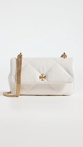 Tory Burch Women's Kira Diamond Quilt Mini Flap Bag, Blanc, White, Off White, One Size