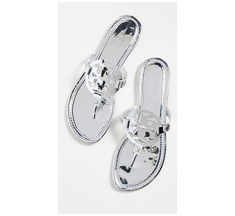 Tory Burch Women Miller Sandals  Argento  Silver  Metallic  10.5 Medium US