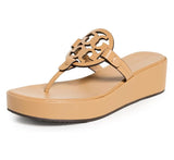 Tory Burch Women Miller Wedge Sandals 25mm  Ginger Shortbread  Tan  8 Medium US