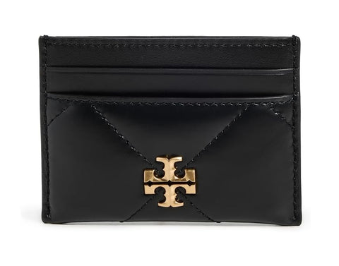 Tory Burch Women's Kira Chevron Diamond Quilt Card Case, Black, One Size