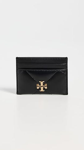 Tory Burch Women's Kira Chevron Diamond Quilt Card Case, Black, One Size