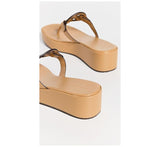 Tory Burch Women Miller Wedge Sandals 25mm  Ginger Shortbread  Tan  8 Medium US