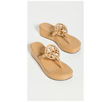 Tory Burch Women Miller Wedge Sandals 25mm  Ginger Shortbread  Tan  8 Medium US