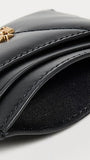 Tory Burch Women's Kira Chevron Diamond Quilt Card Case, Black, One Size