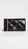 Tory Burch Women's Kira Diamond Quilt Chain Wallet, Black, One Size