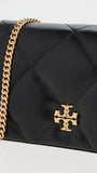 Tory Burch Women's Kira Diamond Quilt Chain Wallet, Black, One Size