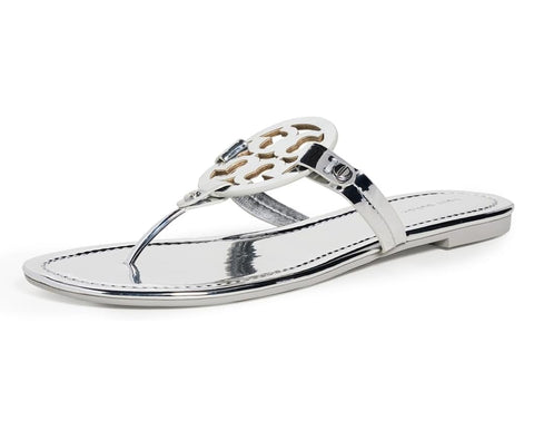 Tory Burch Women's Miller Sandals, Argento, Silver, Metallic, 10 Medium US