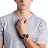 Fossil Men's Grant Quartz Stainless Steel and Leather Chronograph Watch