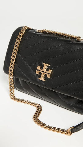 Tory Burch Women's Small Kira Chevron Convertible Shoulder Bag, Black, One Size