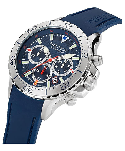 Nautica Men's NST Chrono Blue Silicone Strap Watch