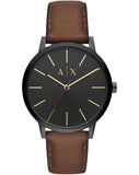 ARMANI EXCHANGE Men's Stainless Steel and Leather Watch, Color: Black/Brown