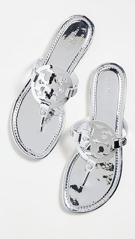 Tory Burch Women's Miller Sandals, Argento, Silver, Metallic, 9 Medium US
