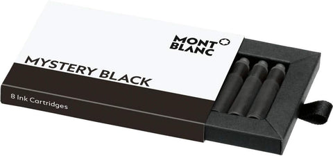 Montblanc Ink Cartridges Mystery Black 105191 – Short International Standard Fountain Pen Refills in Black – 8 Pen Cartridges