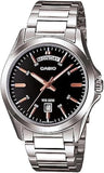 Casio Men's Silver-Tone Steel Black Dial MTP-1370D-1A2
