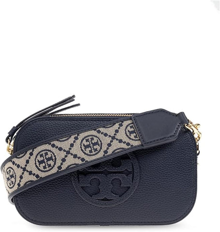 Tory Burch Women's Navy Pebbled Leather Mini Miller Crossbody Bag, One Size