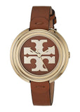 Tory Burch Miller Leather Watch Brown One Size