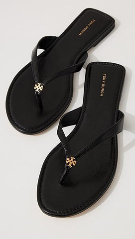 Tory Burch Women's Classic Flip Flops, Perfect Black, 8 Medium US
